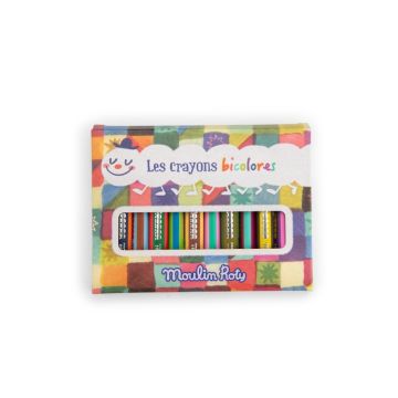 Crayons de couleur bicolores, 12 pièces, Les Petites Merveilles, Moulin Roty