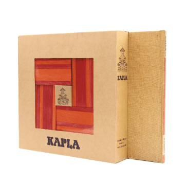 Coffret cadeau Kapla : 40 planchettes Rouge et Orange + livre de créations