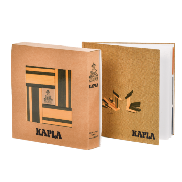 Coffret cadeau Kapla : 40 planchettes Vert et Jaune + livre de créations
