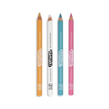 Set mit 4 Schminkstiften Gelb, Pink, Türkis und Weiss, Namaki