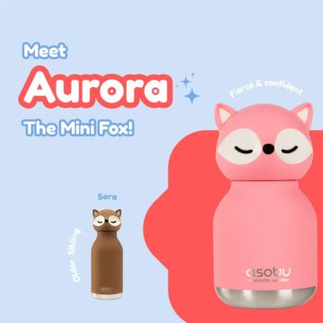 Trinkflasche Mini Bestie Bottle, Fuchs Aurora, asobu