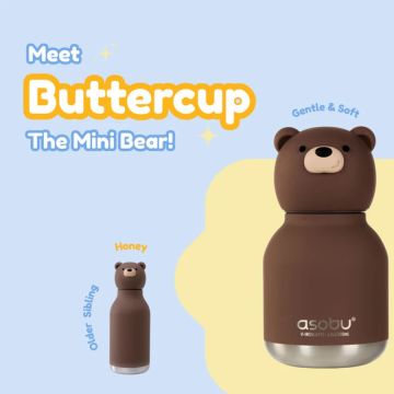 Trinkflasche Mini Bestie Bottle, Bär Buttercup, asobu