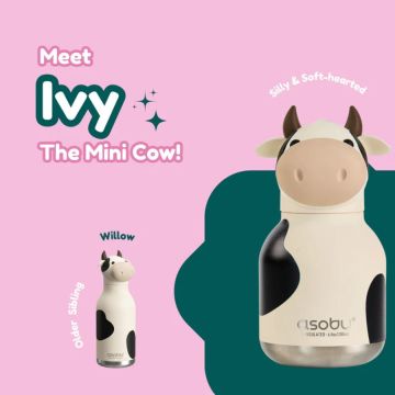 Trinkflasche Mini Bestie Bottle, Kuh Ivy, asobu