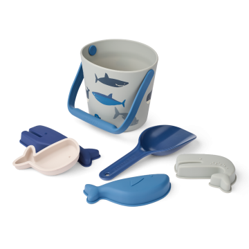 Gilma Shark Beach Set, Dove Blue, LIEWOOD