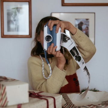 Sofortbildkamera mit Selfiefunktion, blau, Kidywolf