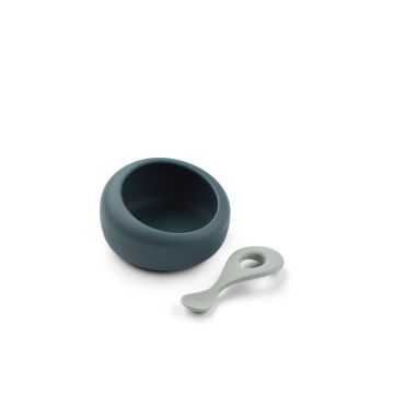 Sparia Bowl + Löffel, Whale blue / Taubenblau, Liewood