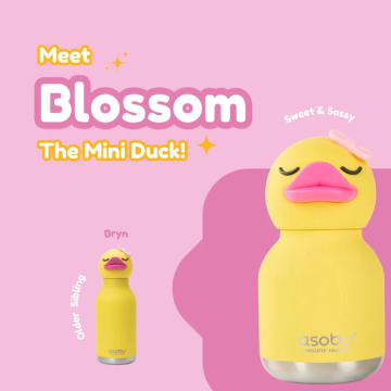 Trinkflasche Mini Bestie Bottle, Ente Blossom , asobu