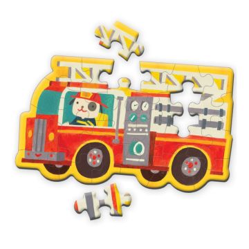 Shaped Mini Puzzle, Firetruck 24 pcs, Mudpuppy