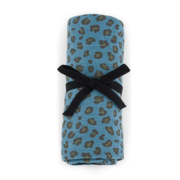 Swaddle L Bianca, Mini Leopard Blaues Jeans Graou, Rose in April