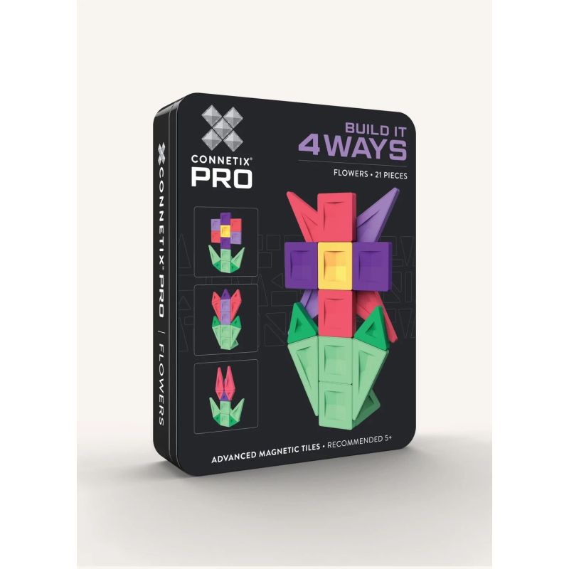 PRO Build It 4 Ways Flowers Pack 21 pc, Magnetbausteine, Connetix