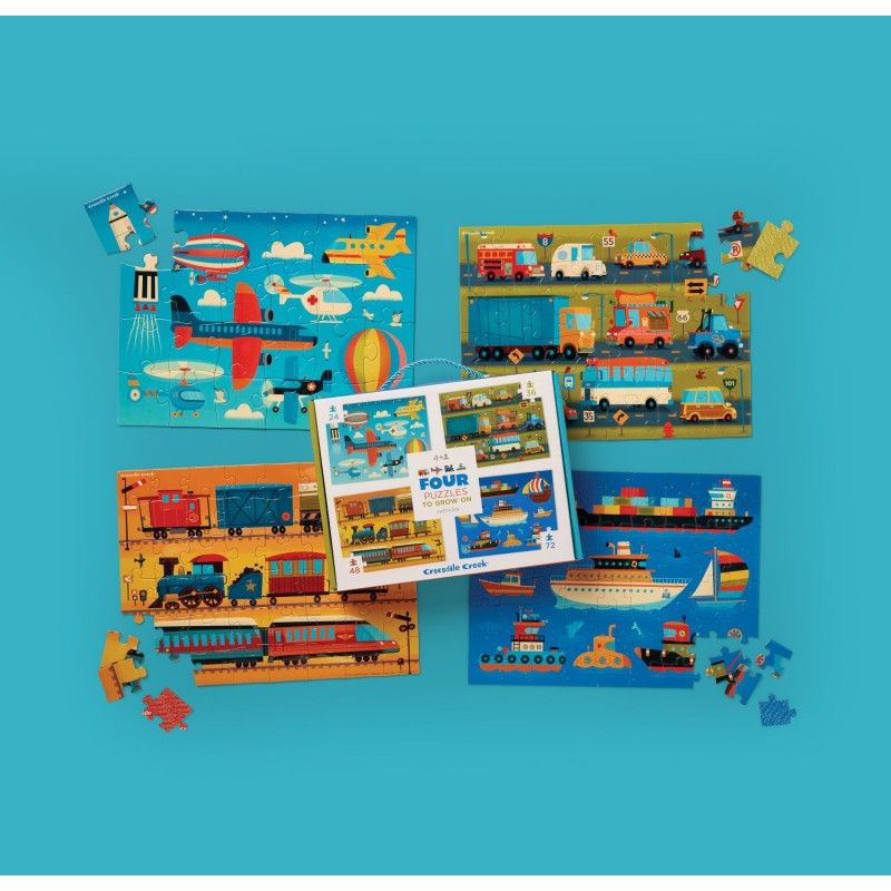Vier Puzzles 24-72pc, Fahrzeuge, Crocodile Creek