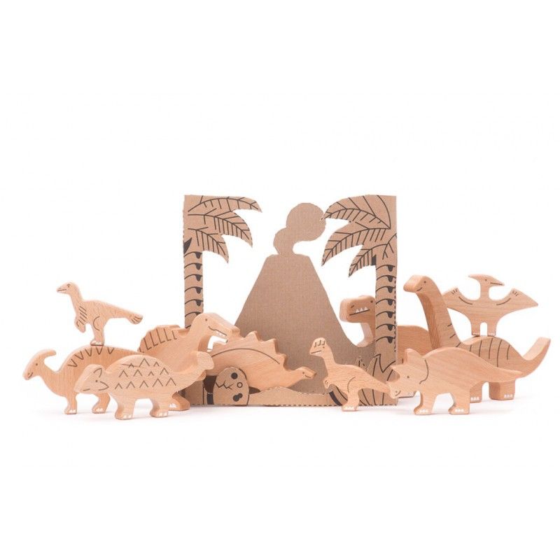 Dinosaurierfiguren Holz 10 Figuren, Bajo