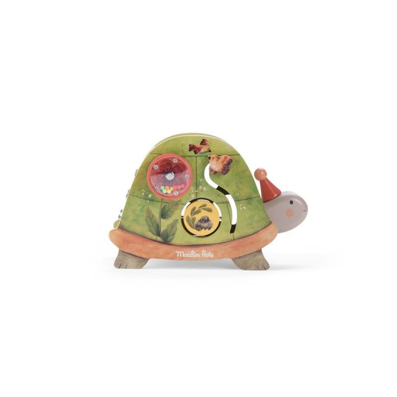 Aktivitäten Schildkröte zum Ziehen, Trois petits lapins, Moulin Roty