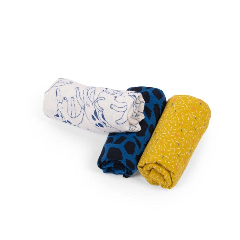 Set von 3 Swaddle, Puce & Pilou, Moulin Roty