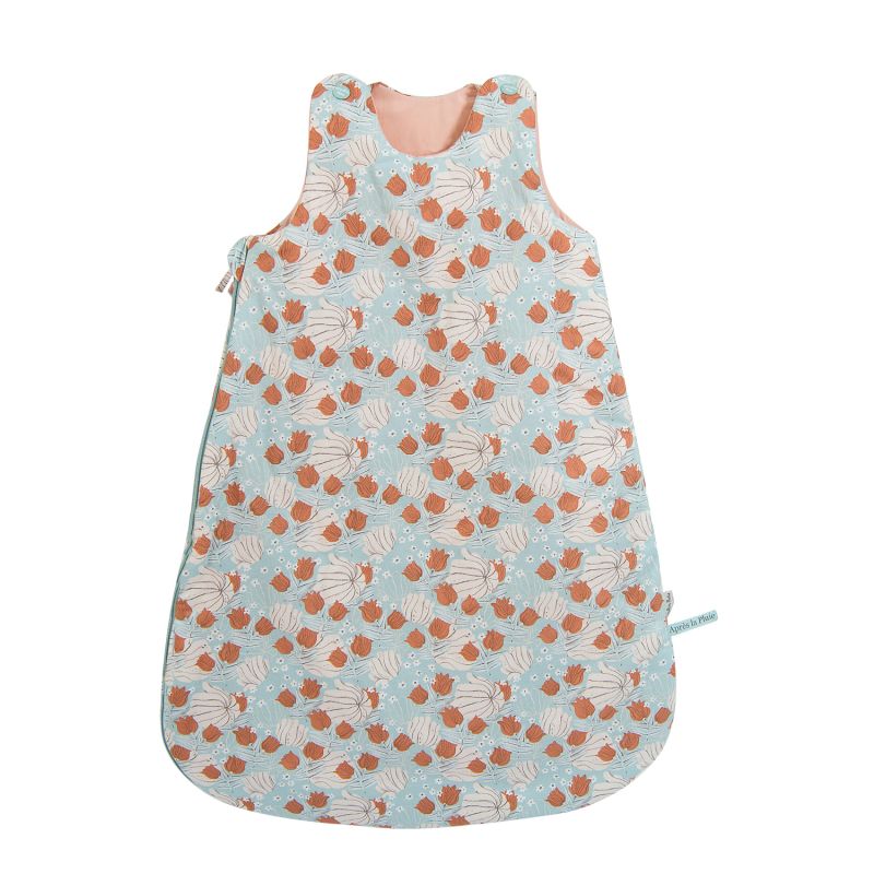 Baby-Schlafsack blau mit Blumen 70 cm, Après la Pluie, Moulin Roty