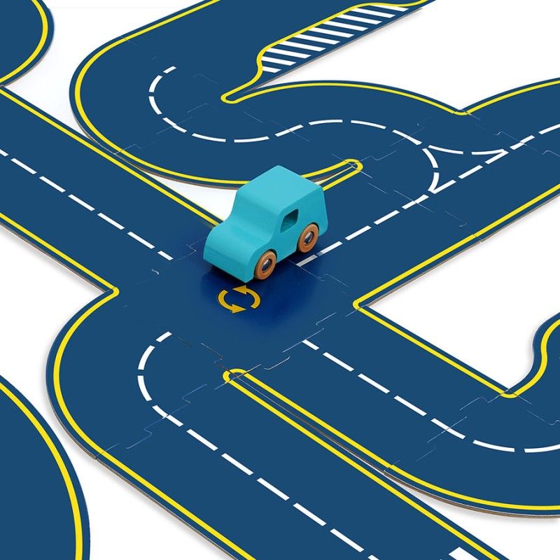 Spielstrasse zum Puzzeln, Set mit Autos, Vilac