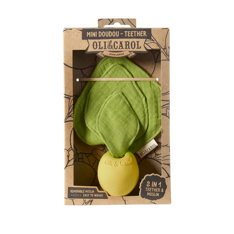 JOHN le citron, mini doudou, anneau de dentition, Oli&Carol