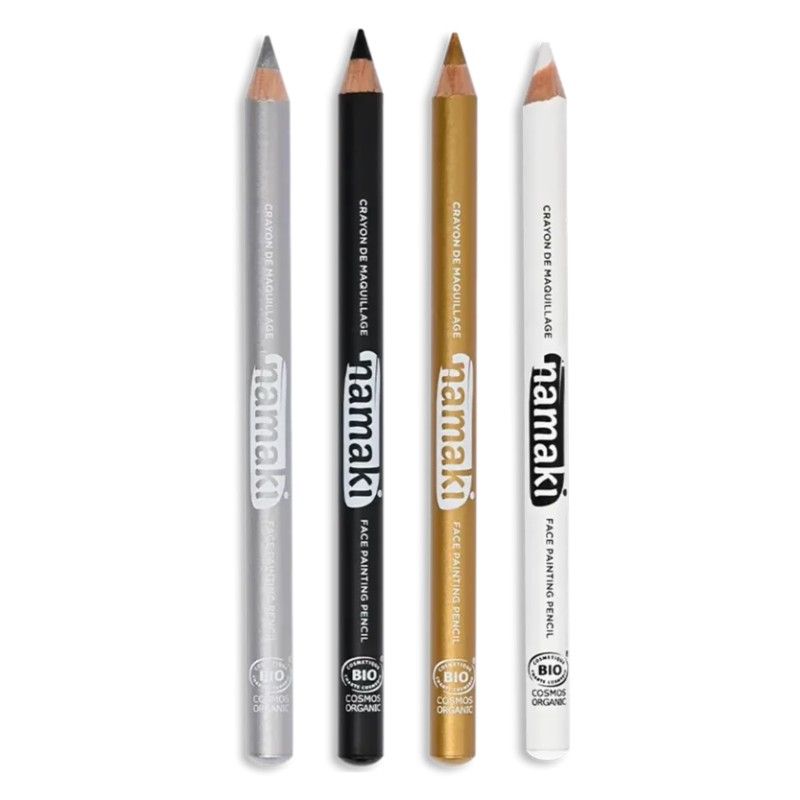 Set mit 4 Schminkstiften Gold, Silber, Schwarz und Weiss, Namaki