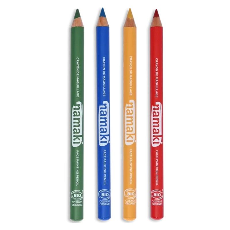 Set mit 4 Schminkstiften Gelb, Grün, Blau und Rot, Namaki