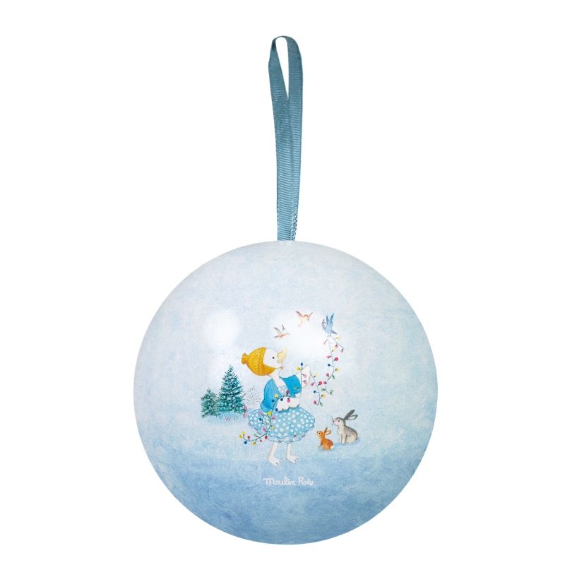 Weihnachtskugel blau aus Metal 7 cm, Les Grande Famille, Moulin Roty