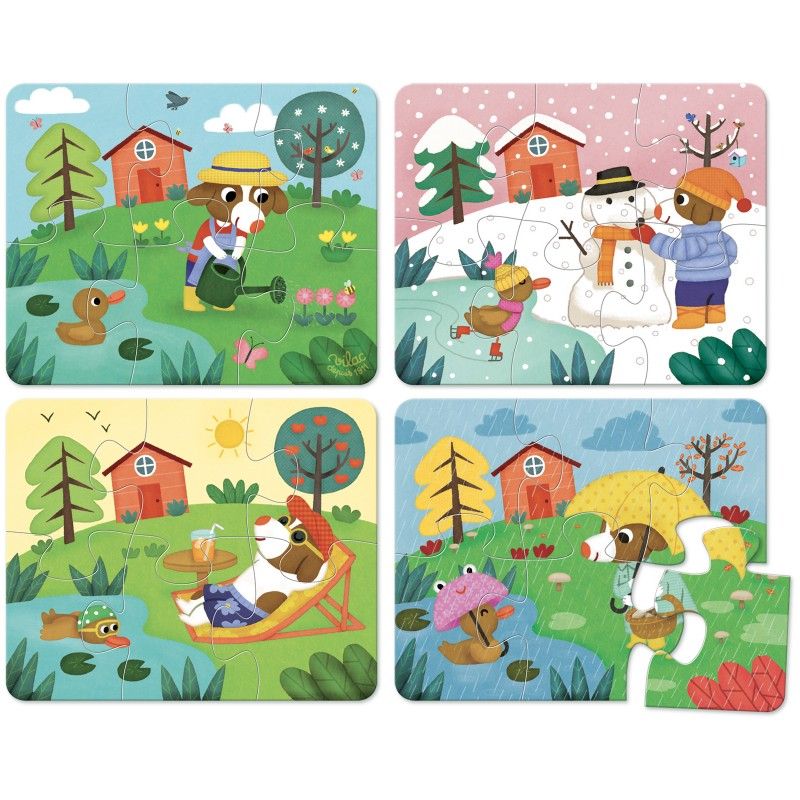Puzzles Les 4 saisons, 4x6 pces en bois,Jeux, Vilac