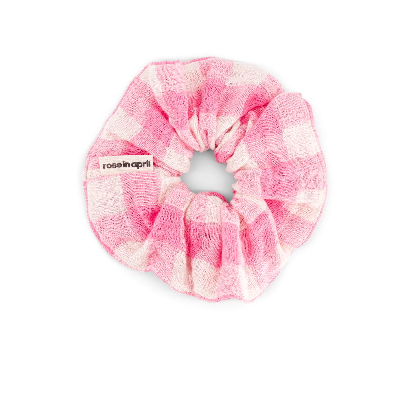 Scrunchie Neonrosa Vichy, Rose in April