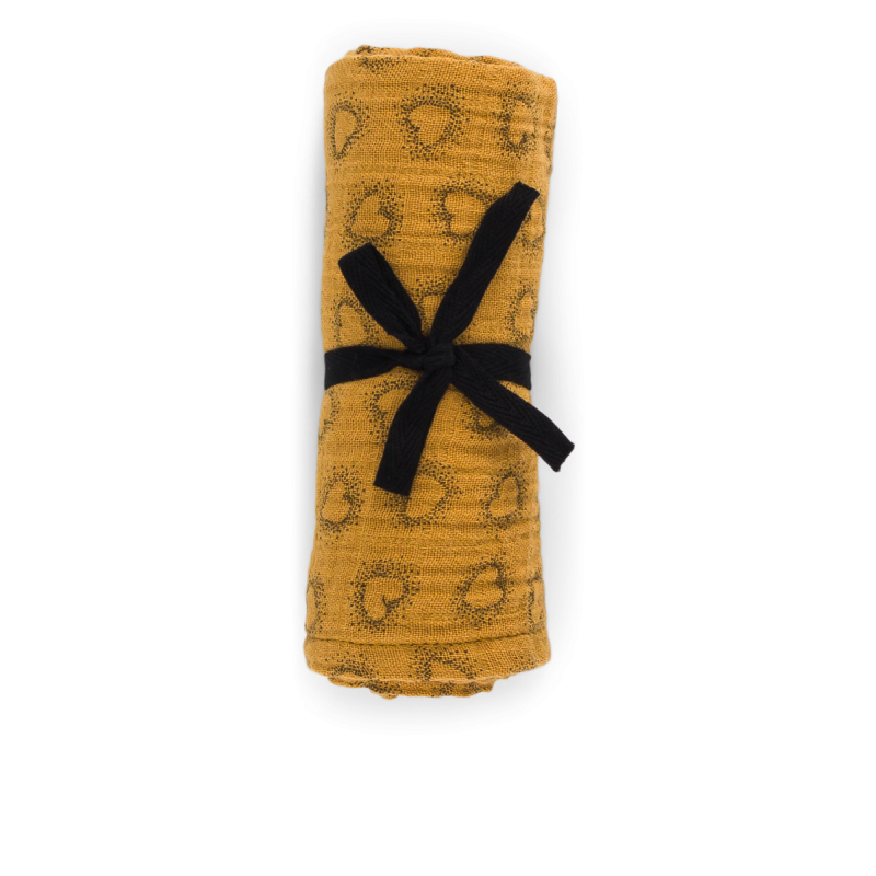Swaddle M Bianca, gepunktetes Herz mustard, Rose in April