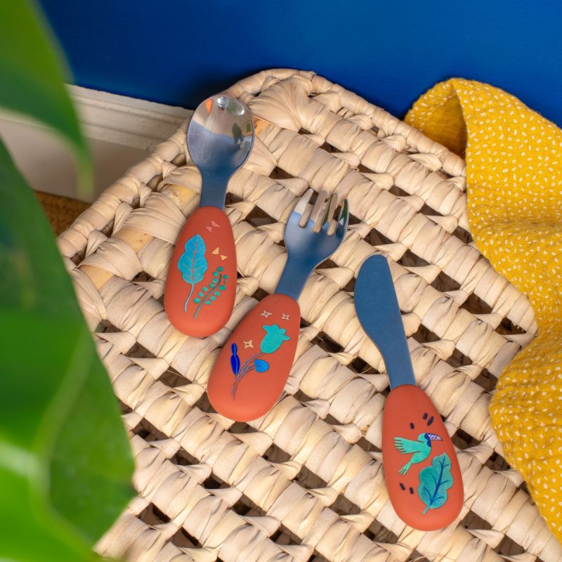 Besteck-Set aus Silikon, La forêt Mawa, Moulin Roty