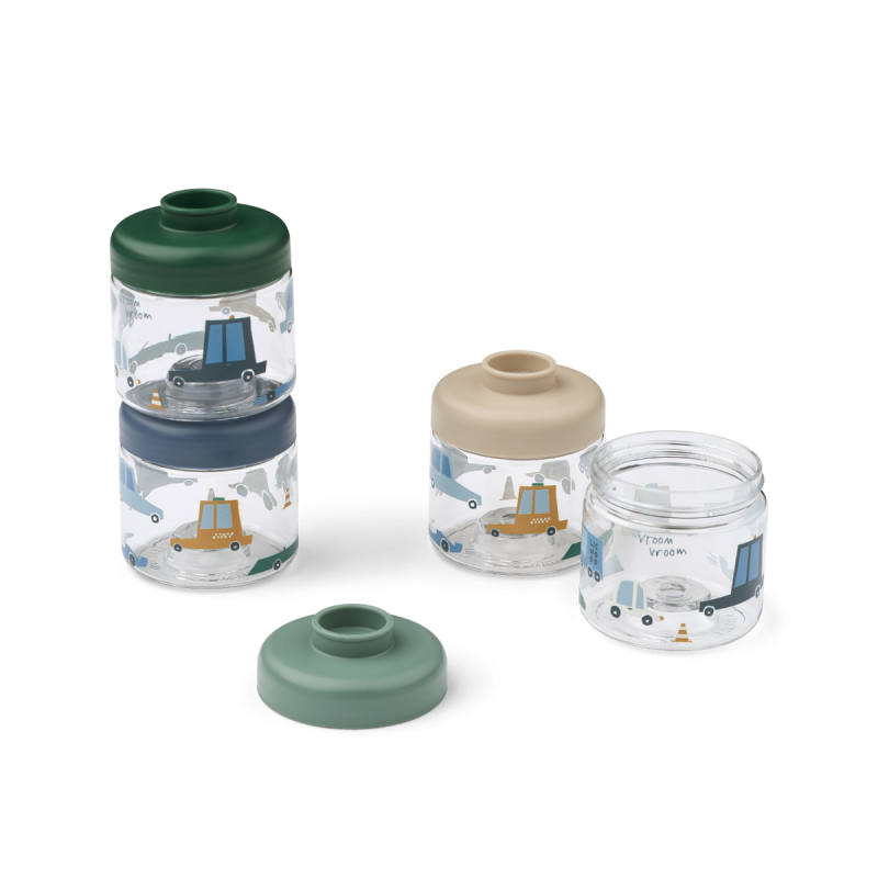 Dominique Food Tritan Boxes 100ml 4-Pack, Cars, Liewood
