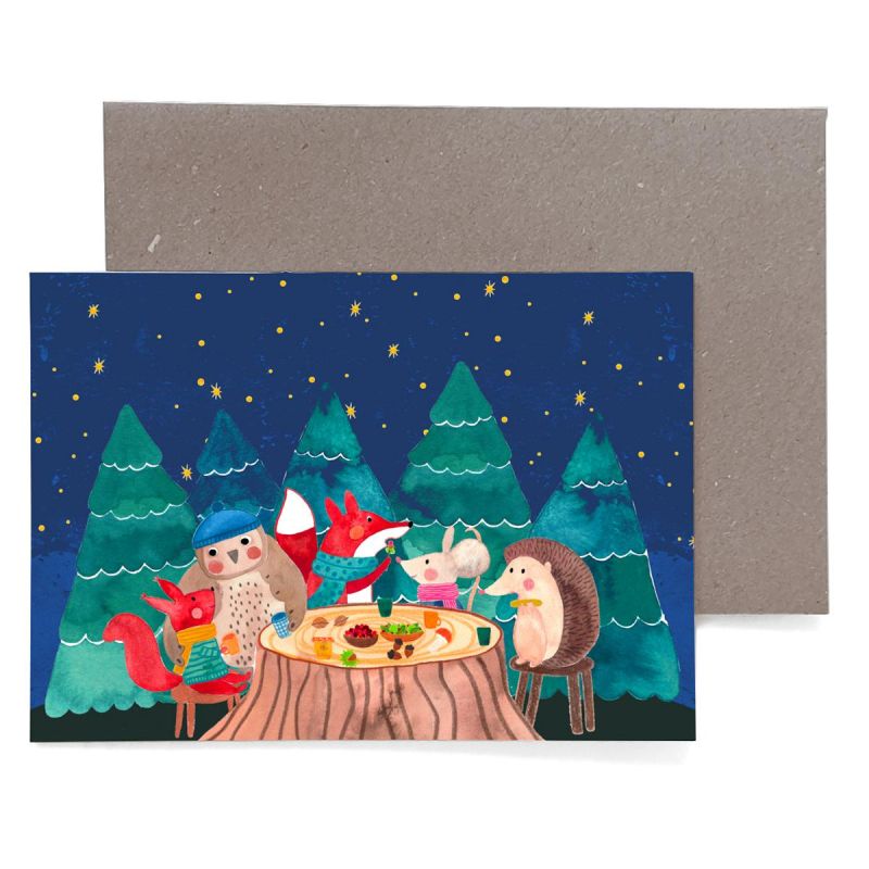 Weihnachtskarte, Weihnachtsschmaus, Frau Ottilie 
