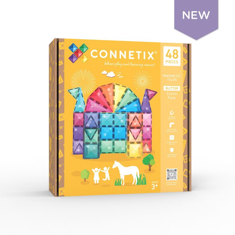 Connetix Glitter Pack 48 pièces, blocs magnétiques