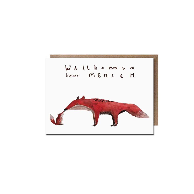 Klappkarte - Willkommen kleiner Mensch, Fuchs, Halfbird