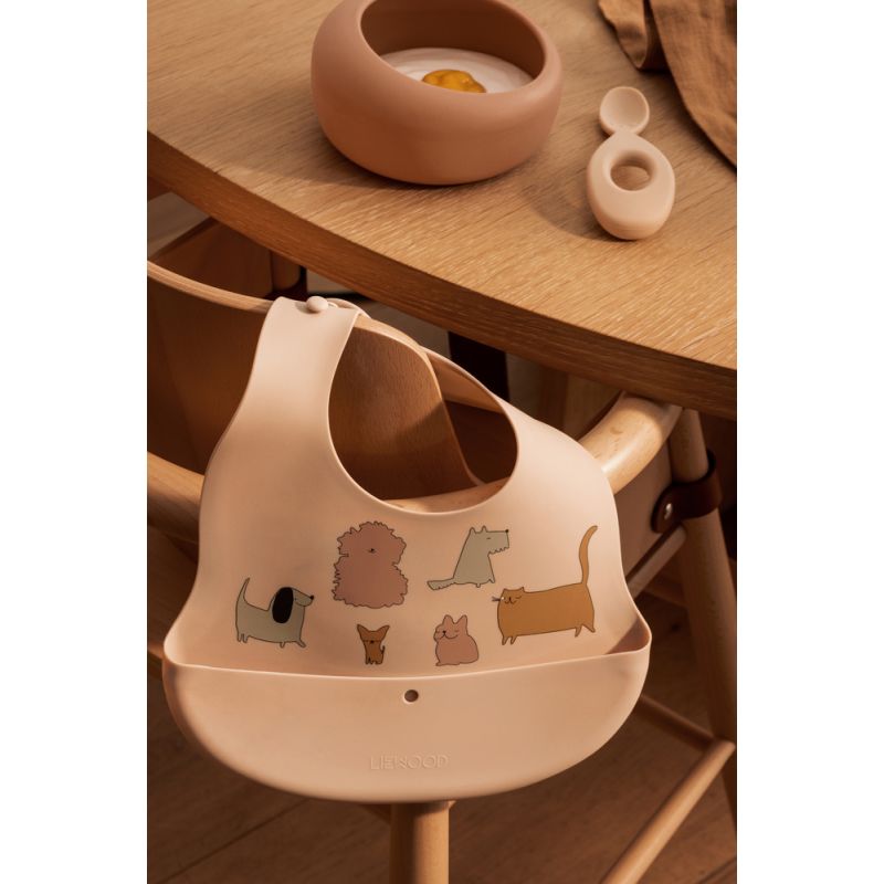 Tilda Silikon Lätzchen 2er, Katzen und Hunde / Sandy, Liewood