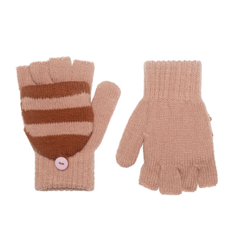 Kuschelige gestreifte Strickhandschuhe, rosa, 7–10 Jahre, Rockahula