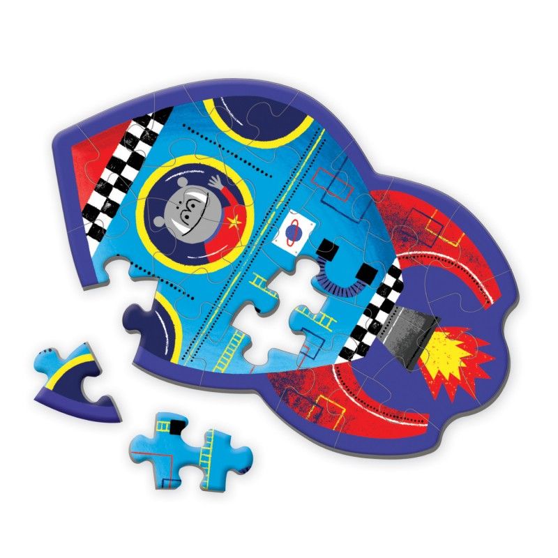 Shaped Mini Puzzle, Spaceship 24 pcs, Mudpuppy