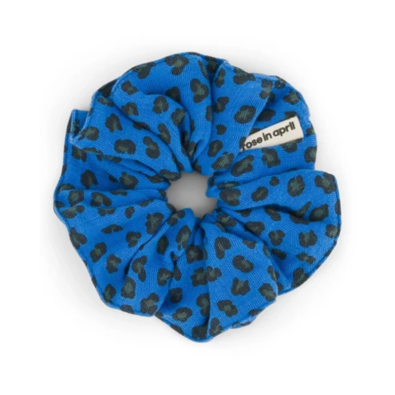 Scrunchie, Mini Leopard Greek Blue, Rose in April