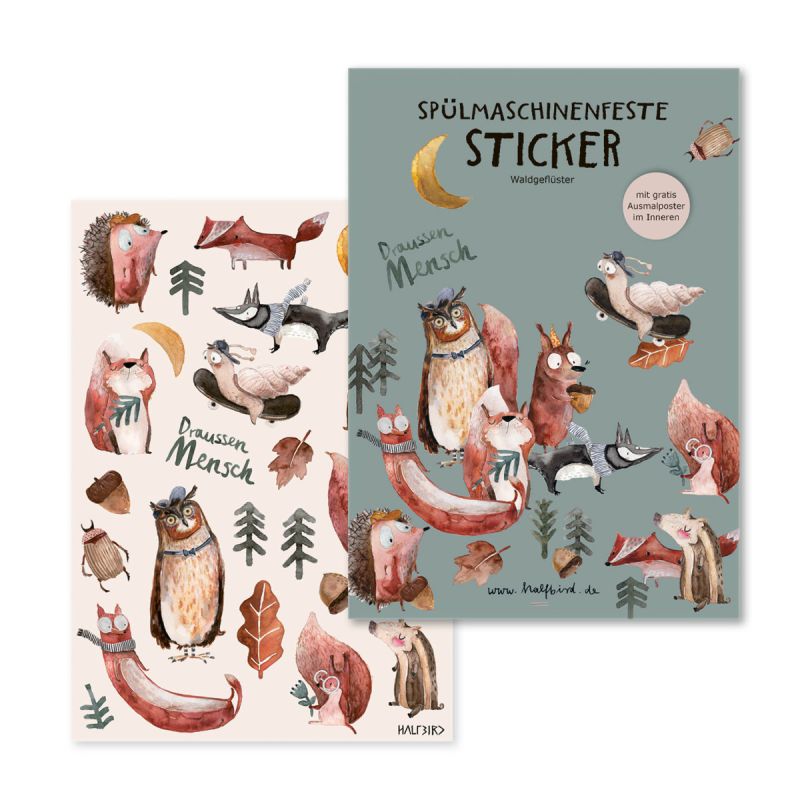 Spülmaschinenfeste Sticker Waldgeflüster, Halfbird