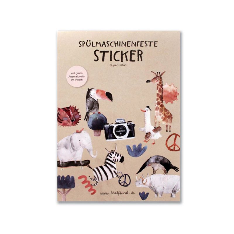 Autocollants Super Safari lavables au lave-vaisselle, Halfbird 