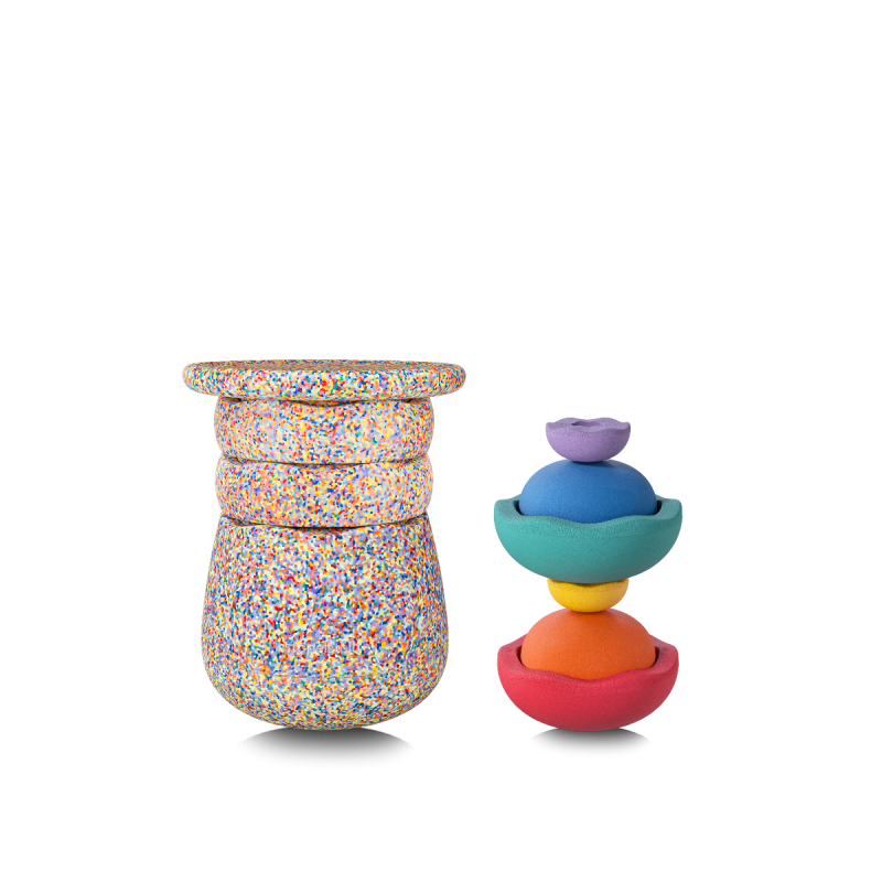 Stapelstein® Dynamic complete super confetti, Vollständiges Sitz- & Balance-System für Schule, Therapie & Zuhause 