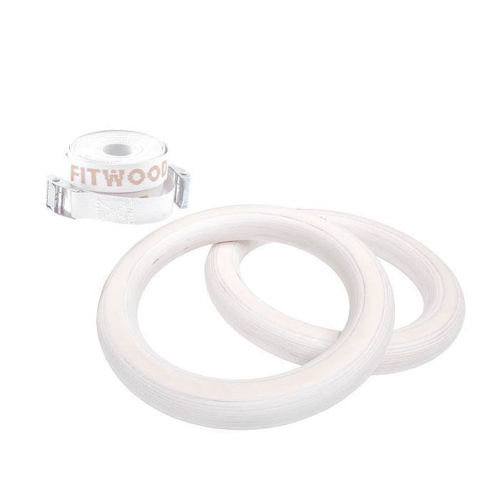 Turnringe Kinder Weiss gewachst - Weisse Bänder, FitWood 