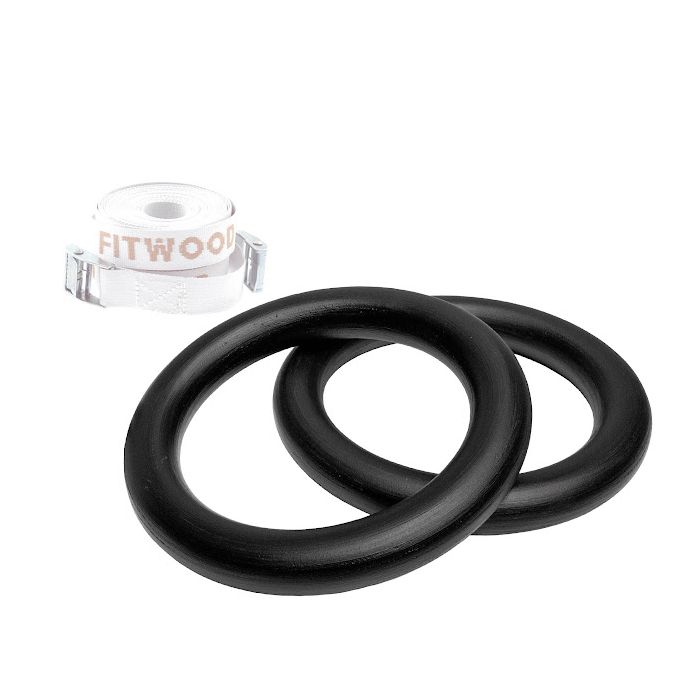 Turnringe Kinder Schwarz - Weisse Bänder, FitWood 