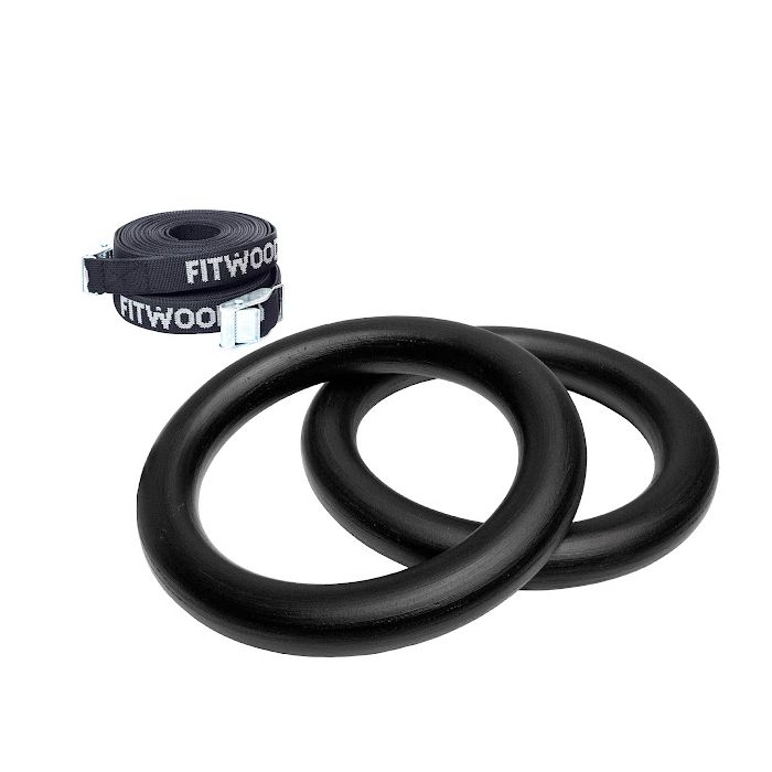 Turnringe Kinder Schwarz - Schwarze Bänder, FitWood 