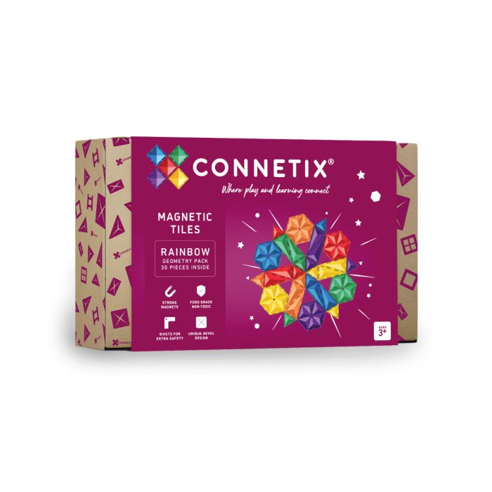 Rainbow Geometry Pack 30 pc,cubes magnétiques, Connetix Rainbow Geometry Pack 30 pc,cubes magnétiques, Connetix