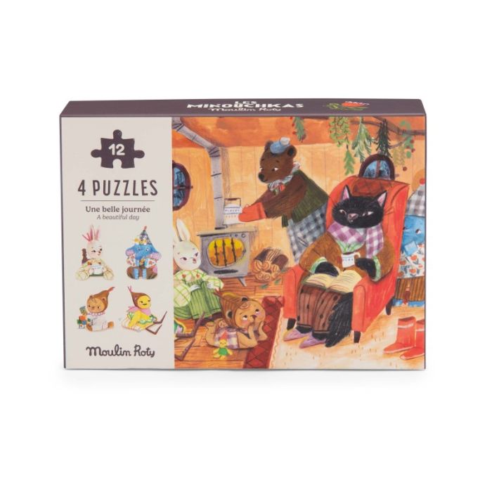 4 Mini Puzzles, Les Minouchkas (4 x 12 St.), Moulin Roty
