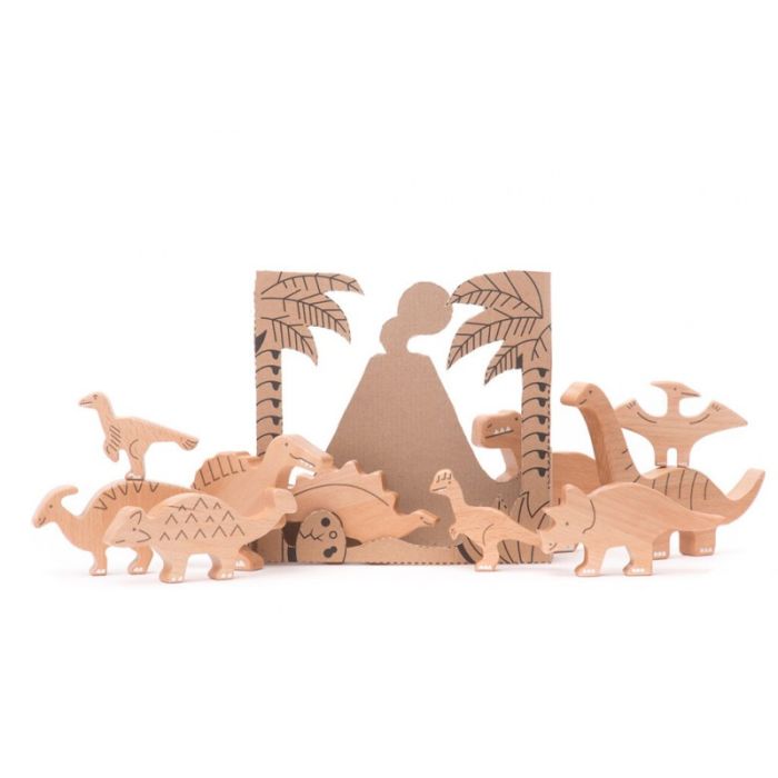 Dinosaurierfiguren Holz 10 Figuren, Bajo