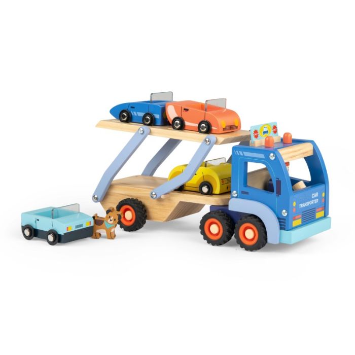 Autotransporter mit Fahrzeugen, Strasse der Mühle, Moulin Roty