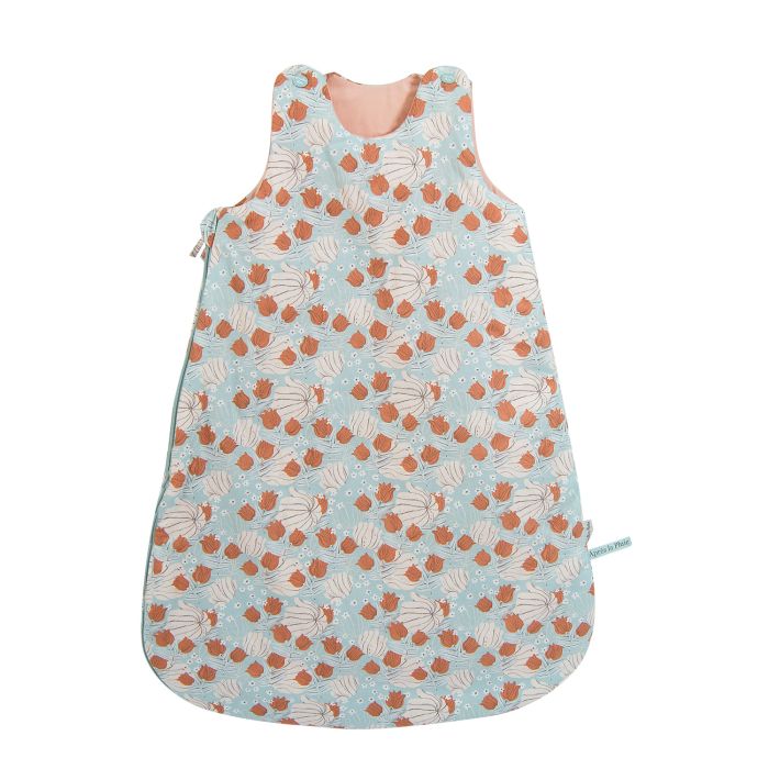 Baby-Schlafsack blau mit Blumen 70 cm, Après la Pluie, Moulin Roty