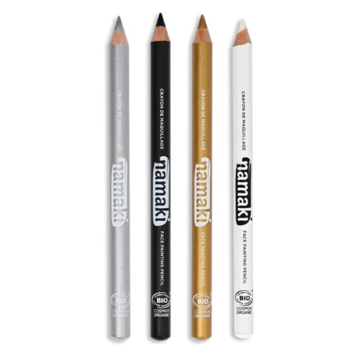 Set mit 4 Schminkstiften Gold, Silber, Schwarz und Weiss, Namaki