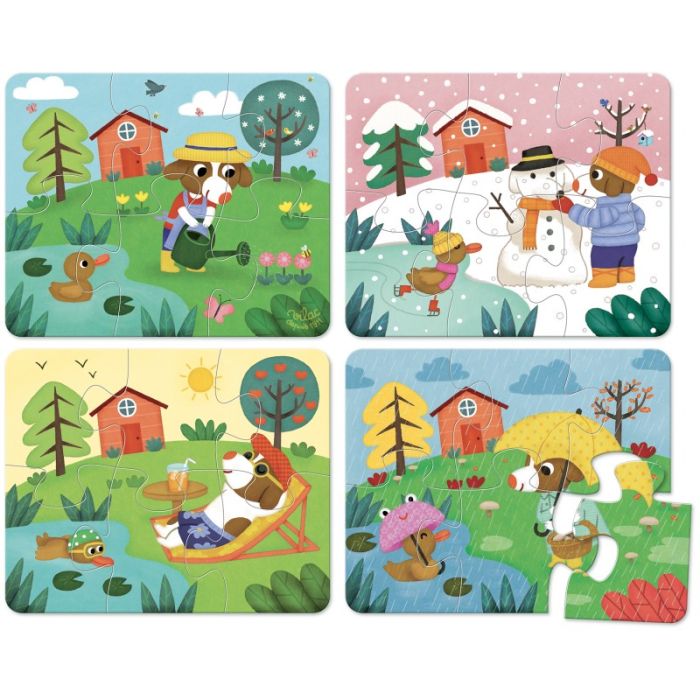 Puzzles Les 4 saisons, 4x6 pces en bois,Jeux, Vilac