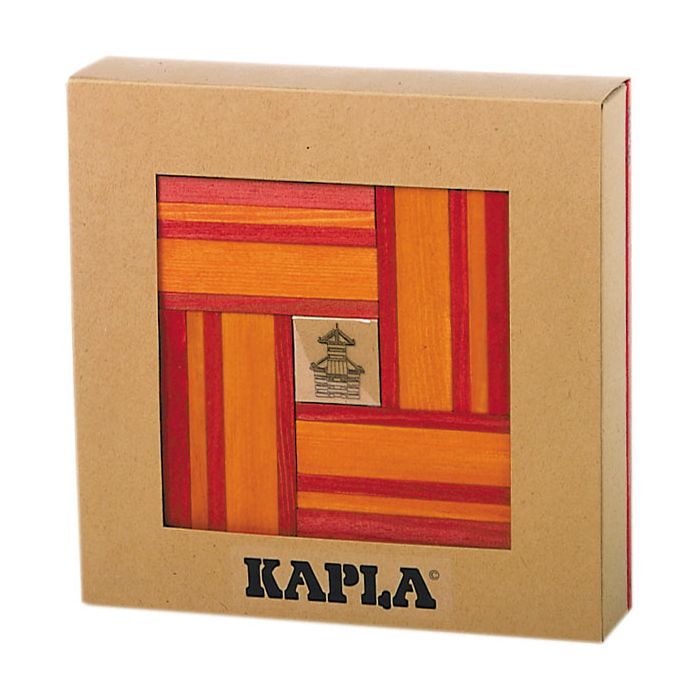 Coffret cadeau Kapla : 40 planchettes Rouge et Orange + livre de créations